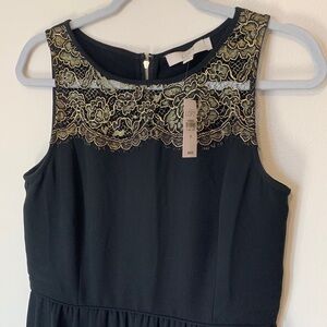NEW Ann Taylor Loft Black & Gold Dress